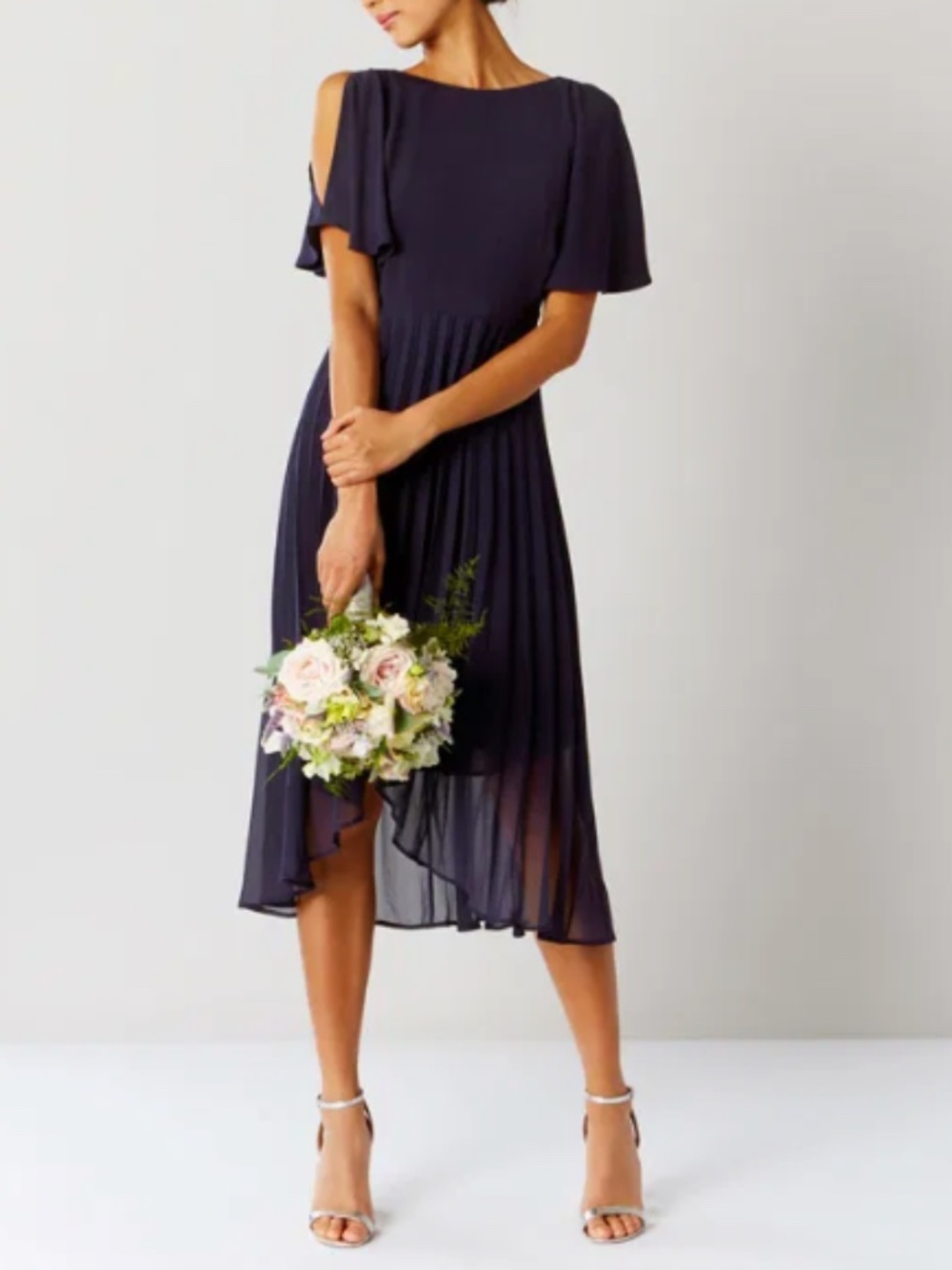 Coast Coast Hermione Cold Shoulder Pleated High-Low Bridesmaid Dress